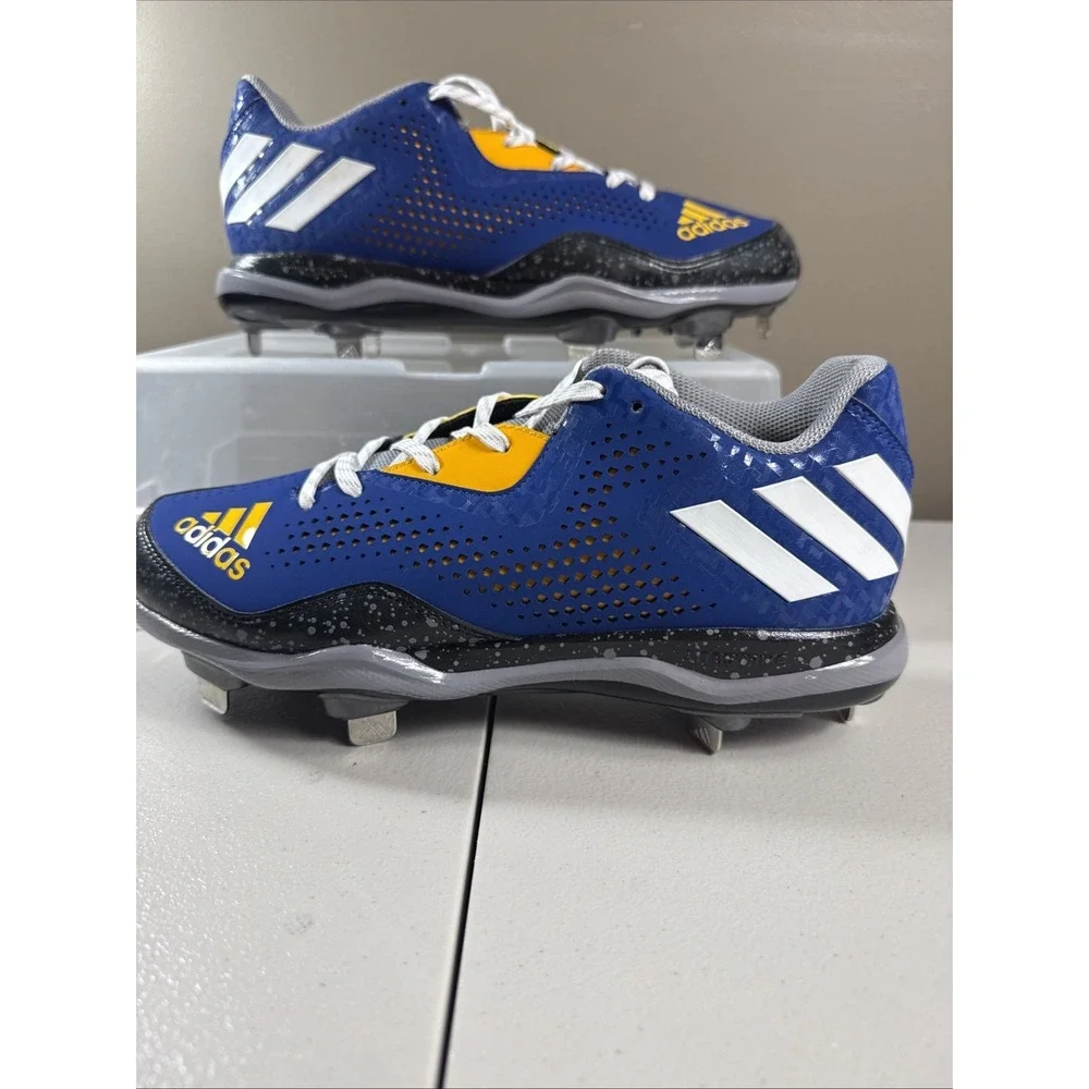 NEW Adidas Power Alley 4 Baseball‎ Cleats 9 US Men Blue/Gold/Black w/Toe Molding